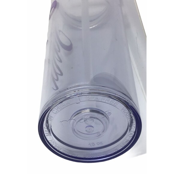 Tumbler Water Beverage Clear SARA Personalized Purple Straw Travel Teacher GIFT - Picture 5 of 5